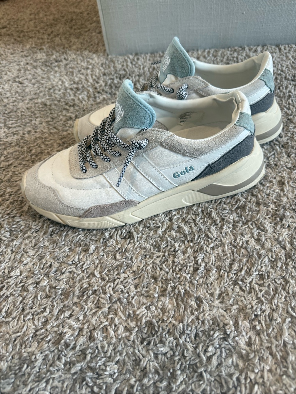 Gola Retro Runner in White and Light Blue